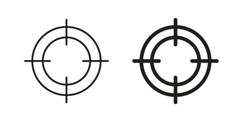 Aim icon in line design and solid black and white colors for designs