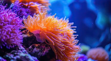 Vibrant coral anemones in a marine aquarium (1)