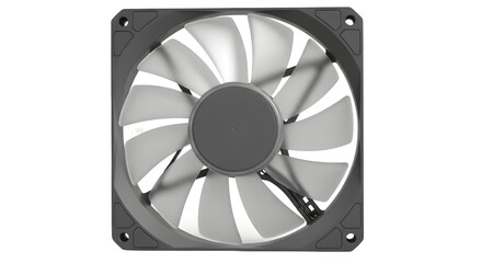 Computer fan isolated on transparent background for cooling and ventilation system