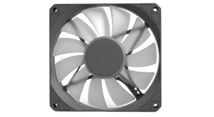 Computer fan isolated on transparent background for cooling and ventilation system