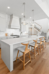 Kitchen with a white counter and a wood floor
