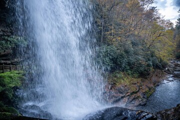 falls along the cullasaja gorge road, highlands, NC