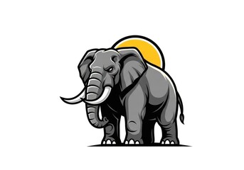 Obraz premium Majestic elephant illustration against a bright sun with bold shadow