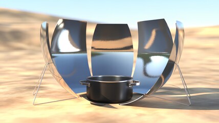 Innovative Solar Cooking Concept, Harnessing Sun's Energy for Sustainable Food Preparation in the Desert