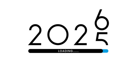 Minimalist New Year 2026 loading concept with a modern typography design showing the year changing from 2025 on a white background. © SBurox