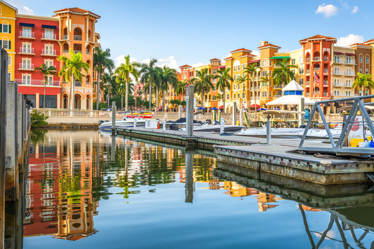 Naples, Florida, USA Town Skyline on the Water 739
