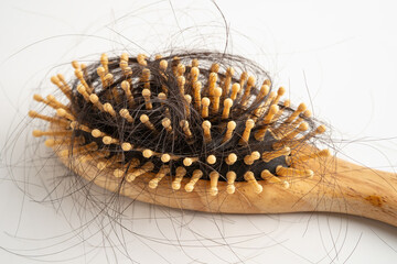 Hair loss fall with comb bush serious problem health, beauty and cosmetic.