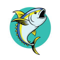 yellowfin tuna illustration. hand drawn fish vector design