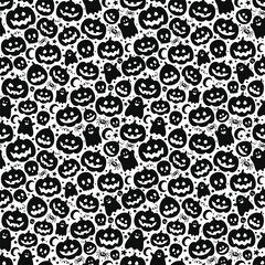Seamless pattern with cute Halloween pumpkin lanterns. Vector illustration
