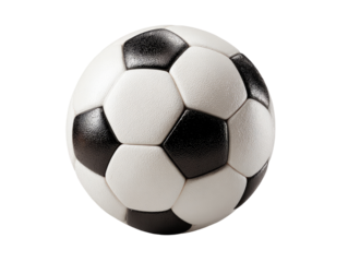 Soccer ball, black and white, close-up view
