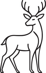 Fototapeta premium Elegant deer silhouette vector, perfect for logo, nature, hunting, or Christmas designs. High-quality black stag and buck icon illustration.