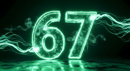 Celebrate a stunning 67th birthday with a vibrant, neon glow effect - perfect for invitations, cards, and digital designs - a modern, celebratory design!