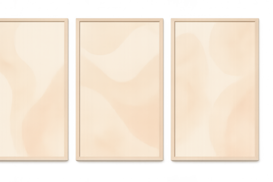 Triptych blank frames on transparent background