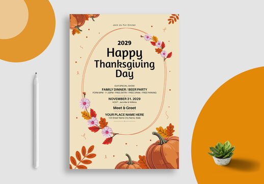 Minimal Thanksgiving Dinner Party Flyer