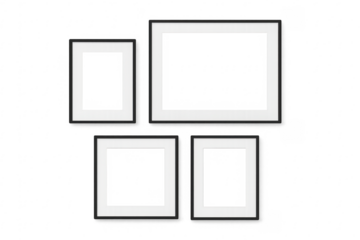 Multiple empty black frames on transparent background