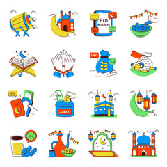 Fototapeta premium Set of Festival Doodle Icons 