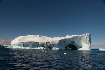 Beautiful view of blue icebergs in Antarctica