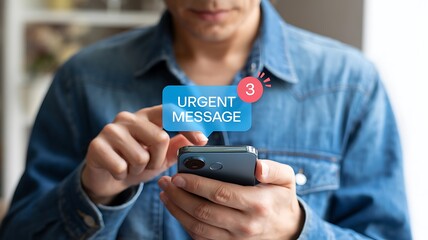 Person receives urgent message notification on smartphone screen