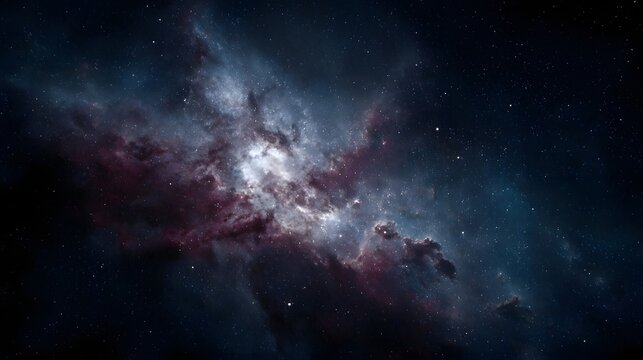 A vibrant colorful nebula glows with stars and cosmic dust in the deep expanse of outer space