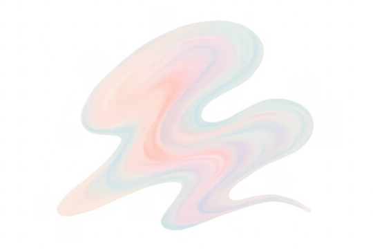 Pastel fluid marbling blob on transparent background