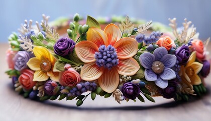 vibrant floral crown with intricate details