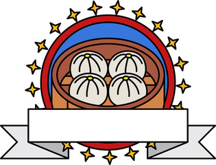 logotype of a dumplings in a bowl