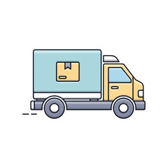 Naklejka premium Delivery Truck with Package Icon in Modern Style