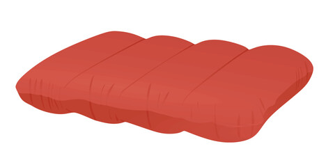 Red inflatable pillow, vector illustration	