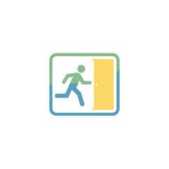 Fototapeta premium Emergency Exit Sign Running Person, Door, Square, Colors