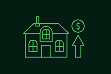 increase in the value of the house illustration in flat style design. Vector illustration.	
