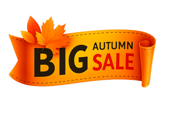 Autumn Foliage Sale Banner PNG with Transparent Background - Powered by Adobe