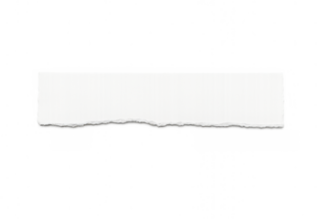 Ripped white paper strip on transparent background creating torn edge effect for notes and messages