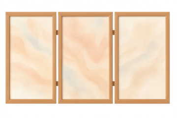 Triptych wood frames with soft abstract watercolor art