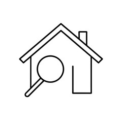 House search icon with magnifying glass silhouette