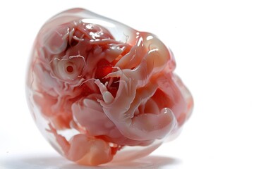 Encapsulated embryo: A detailed view of a preserved embryo encased in clear resin. Revealing the intricacies of early development, a compelling educational tool for understanding the genesis of life.