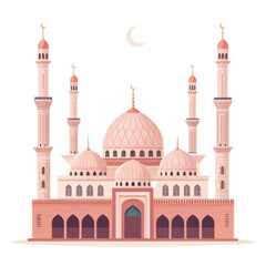 Fototapeta premium Majestic mosque architecture with multiple minarets and domes reflecting islamic design