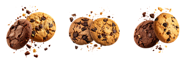 Delicious Chocolate Chip Cookies in Motion – Isolated Food Concept