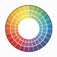 Obraz premium A detailed color wheel displaying a full spectrum of hues and shades in a circular gradient, used for art and design.