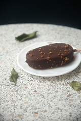 chocolate ice-cream on a plate