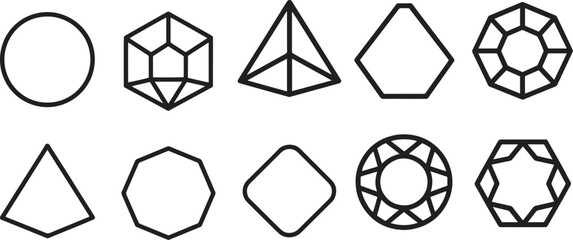 Geometric shapes abstract line art collection vector