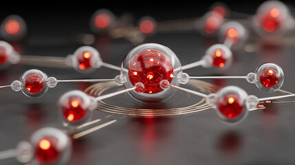 A quantum chip levitates above a magnetic surface, glowing with soft neon highlights. Hyperrealistic rendering emphasizes futuristic technology, precision engineering, and advanced computing concepts.