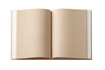 Open book, beige pages, blank, illustration