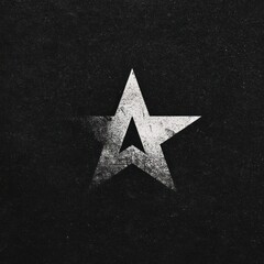 Dark, distressed five-pointed star with arrow cut out, against a grainy textured background