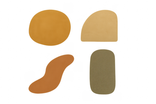 Abstract organic earth tone shapes collage transparent background