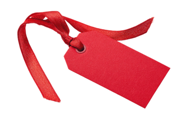 Red gift tag with ribbon