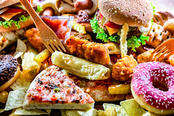 Fast food leftovers. Wasted food