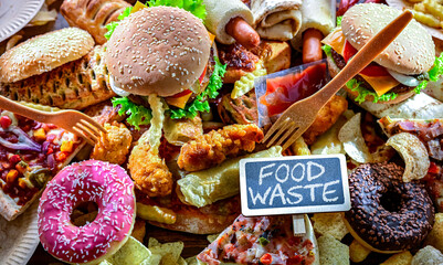 Fast food leftovers. Wasted food