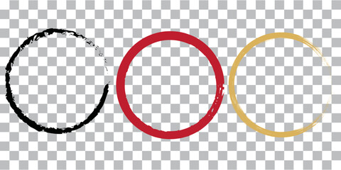 Brush red stroke circle frame, hand drawn rough scribble texture effect red circle, grunge crayon stamp on Transparent Background. EPS 10.