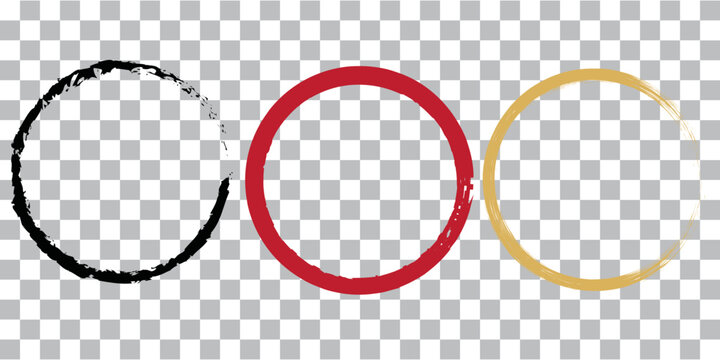 Brush red stroke circle frame, hand drawn rough scribble texture effect red circle, grunge crayon stamp on Transparent Background. EPS 10.