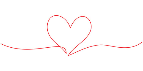 Heart icon hand drawn. Heart continuous red line drawing. one line art sketch heart. Symbol love.